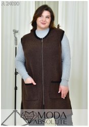 Жіночий подовжений жилет із альпаки на змійці з кишенями А 24090